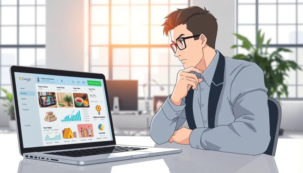 A bright, well-lit office scene showcasing the selection process for an affiliate marketing niche. In the foreground, a laptop screen displays various niche options, with charts, graphs, and data visualizations. The middle ground features a thoughtful businessperson, hand on chin, carefully evaluating the niche opportunities. The background depicts a modern, minimalist workspace with large windows, allowing natural light to flood the scene. The overall atmosphere conveys a sense of focus, analysis, and decision-making, reflecting the diligence required in affiliate marketing niche selection. A bright, well-lit office scene showcasing the selection process for an affiliate marketing niche. In the foreground, a laptop screen displays various niche options, with charts, graphs, and data visualizations. The middle ground features a thoughtful businessperson, hand on chin, carefully evaluating the niche opportunities. The background depicts a modern, minimalist workspace with large windows, allowing natural light to flood the scene. The overall atmosphere conveys a sense of focus, analysis, and decision-making, reflecting the diligence required in affiliate marketing niche selection.