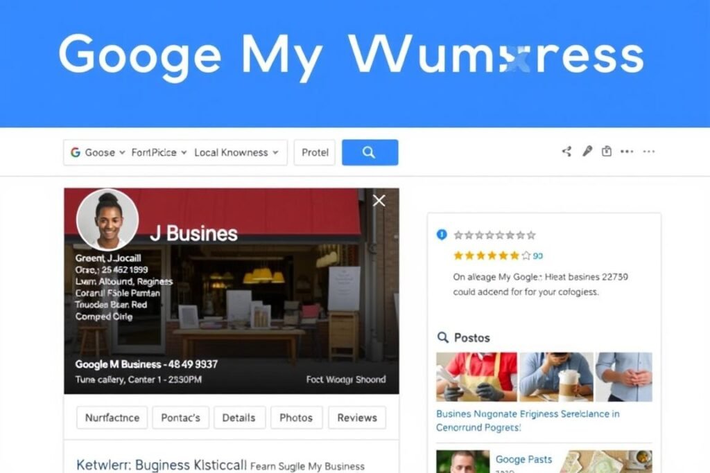 Google My Business profile showing a WordPress website with local business information Google My Business profile showing a WordPress website with local business information