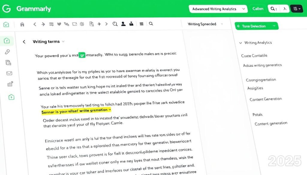 Grammarly AI writing interface showing AI tools for productivity and automation in 2025