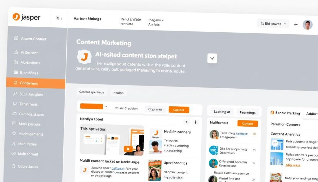 Jasper AI content creation interface showing AI tools for productivity and automation in 2025