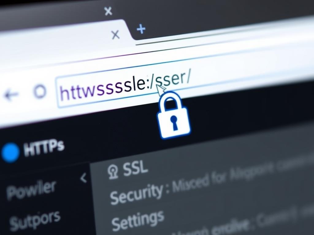 SSL certificate implementation on a WordPress website showing secure connection SSL certificate implementation on a WordPress website showing secure connection