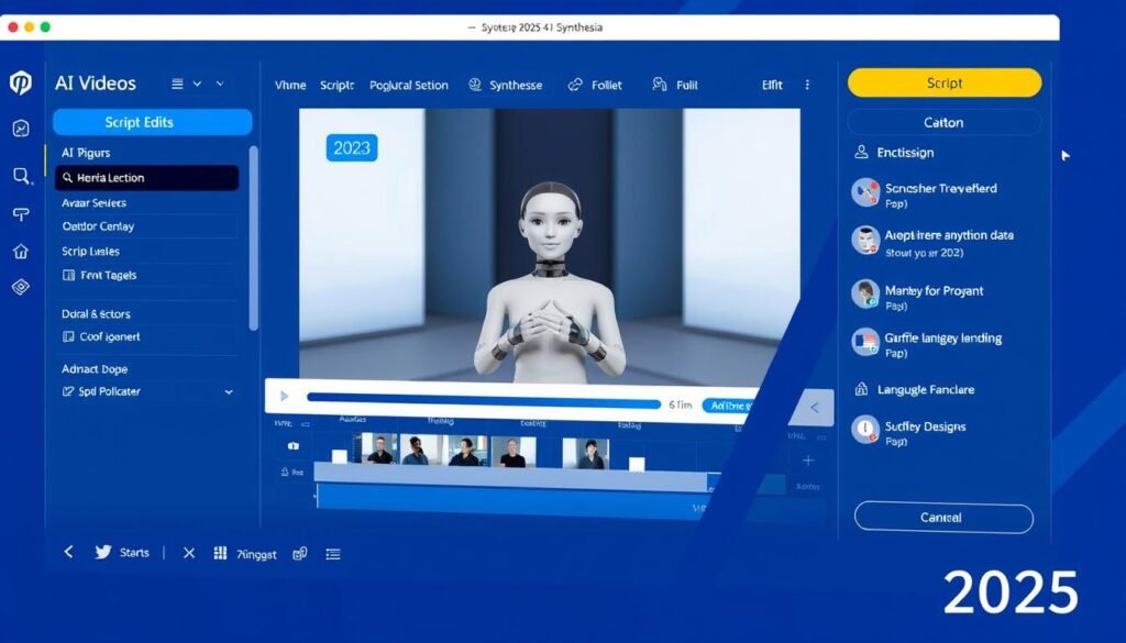 Synthesia AI video creation interface showing AI tools for productivity and automation in 2025