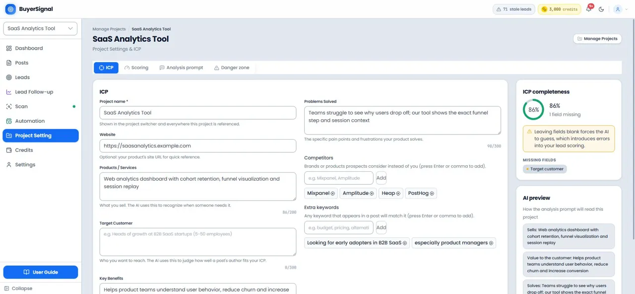 BuyerSignal features